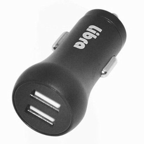 【5セット】 Libra USB2ポートカーチャージャー ブラック 2.4A出力 車載用DC-USB充電器 LBR-AD2CAR24X5..