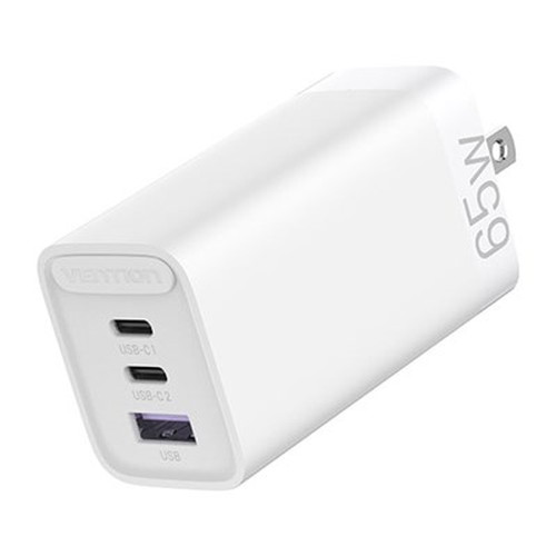 VENTION 3-port USB C+C+A GaN コンセント充電器 65W/30W/30W ホワイト FE-8593 スマートフォン(代引不可)【送料無料】