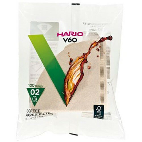 HARIO V60用ペーパーフィルター02M 1~4杯用 100枚入 VCF-02-100M キッチン雑貨(代引不可)