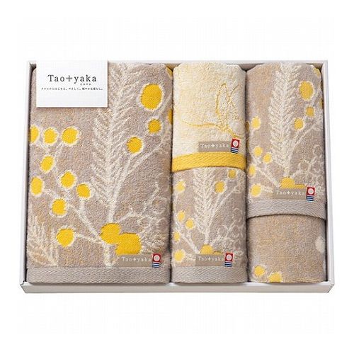 Taoyaka ミモザ タオルセット フェイスタオル×2、バスタオル・ウォッシュタオル×各1 C6065569(代引不可)【送料無料】