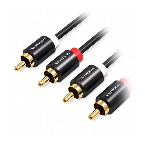 【5本セット】 VENTION 2RCA Male to Male オーディオケーブル メタルタイプ 2m ブ...