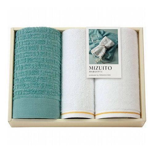 MIZUITO 澄み渡るみずいと 大阪泉州 フェイスタオル2P&ハンドタオル フェイスタオル32×75cm、ハンドタオル32×34cm B1118635(代引不可)