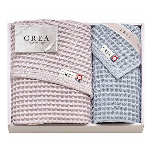 CREA×今治ワッフルソフト バスタオル&フェイスタオル パープル バスタオル57×120cm、フェイスタオル31×80cm B1135614(代引不可)【送料無料】