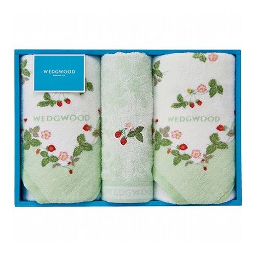 ウェッジウッド ワイルドストロベリー フェイスタオル2P&ウォッシュタオル グリーン フェイスタオル、ウォッシュタオル C6049566(代引不可)