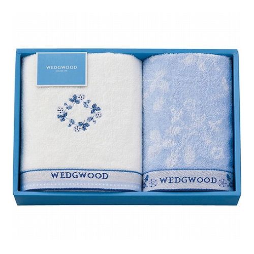 ウェッジウッド ワイルドストロベリーブルー フェイスタオル&ウォッシュタオル フェイスタオル34×75cm、ウォッシュタオル34×35cm L9011527(代引不可)