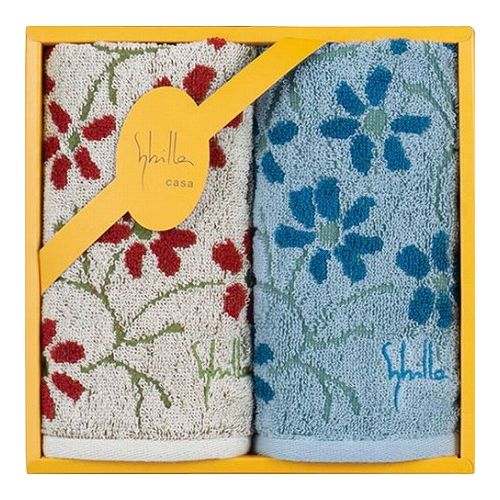 シビラ エンラサーダ2 ミニタオル2P ブルー&ベージュ 25×25cm B1036585(代引不可)