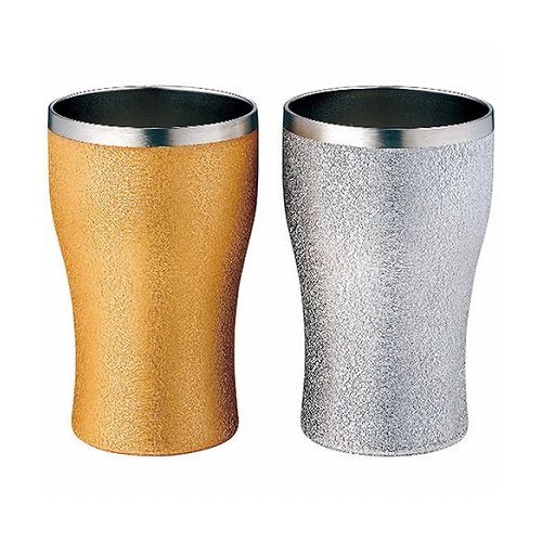 ルミナス 真空二層タンブラーペア390ml (直径7.8cm高さ12.8cm容量約390mlタンブラー2客・ステンレス) 4..