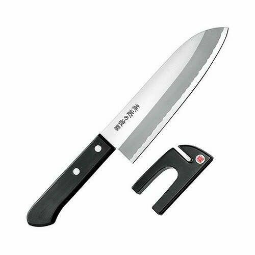 よこやま 燕熟の技 三徳包丁165mm&ミニ砥ぎ器 サビにくくお手入れのしやすいステンレス刃物鋼 EJH-250