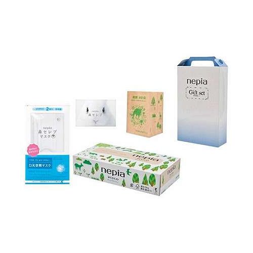 【5セット】 王子ネピア ギフトセット1 ネピecoティッシュ(200W)・鼻セレブマスク(2個組)・鼻セレブポケットティッシュ(12W)・紙製水切り袋 22557002X5【送料無料】