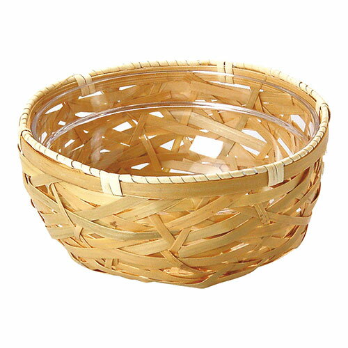 ヤマコー 用美 業務用 やたら編み篭 アクリルボウル付 白竹 yamaco32487(代引不可)【送料無料】