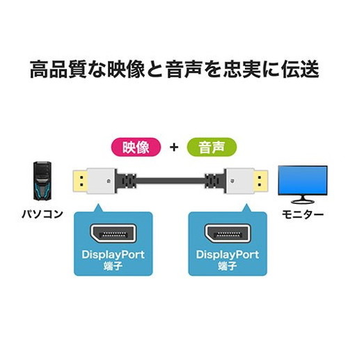リコメン堂ホームライフ館のHORIC ホーリック DisplayPortケーブル 1.4規格準拠品 8K/60p・4K/120p対応 3m シルバー DP30-048SB(代引不可)【送料無料】｜アングル3