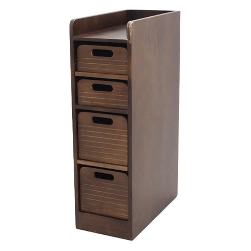 オスマック 天然木桐材の軽量トレイワゴン幅20cm 4段 ブラウン TRW-204066BR(代引不可)【送料無料】