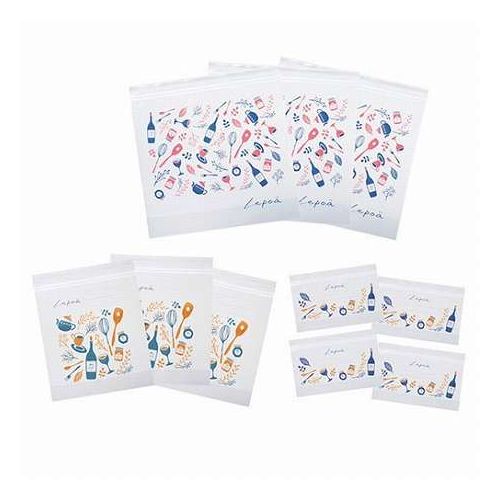 Storage Bags - 【10枚×10セット】 レポア ジッパーバッグ 北欧テイストでおしゃれな柄(1セットあたり大3枚・中3枚・小4枚) SP-36084X10(代引不可)