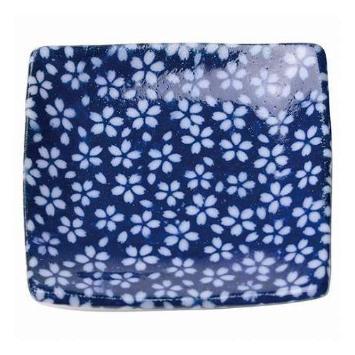 【10枚セット】 ヤマコー 用美 業務用 豆皿(角型)藍 山桜 yamaco78476X10(代引不可)【送料無料】