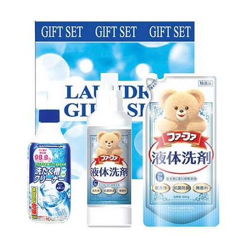 日々の暮らしに寄り添うランドリーギフトです。メーカー品番:LV-Fセット内容:ファーファ液体洗剤(500g)・ファーファ液体洗剤(詰替)(400g)・洗濯槽クリーナー(400g)×各1箱サイズ:11.5×24×25cm重量:1.6kg【代引きについて】こちらの商品は、代引きでの出荷は受け付けておりません。【送料について】北海道、沖縄、離島は送料を頂きます。