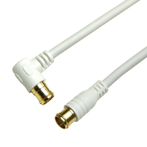 HORIC アンテナケーブル 1m ホワイト 両側F型差込式コネクタ L字/ストレートタイプ HAT10-047LPWH(代引不可)【メール便配送】【送料無料】