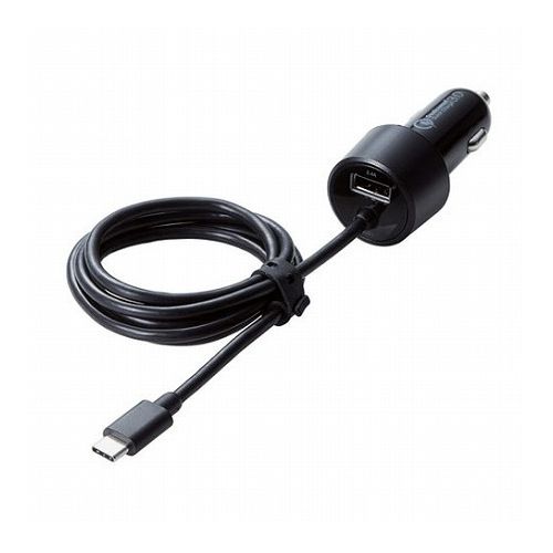 エレコム シガーチャージャー Type-C(QuickCharge3.0対応)100cm 1USBポート(自動識別) 2.4A ブラック MPA-CCCQ03BK(代引不可)