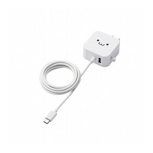 エレコム AC充電器/スマホ・タブレット用/2.4A出力/Type-C/USB-C/ケーブル一体型/1.5m/USB-Aメス1ポート/おまかせ充電搭載/ホワイトフェイス MPA-ACC22WF(代引不可)