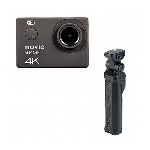 NAGAOKA WiFi機能搭載 高画質4K Ultra HD アクションカメラ + ミニトライポッド M1034K+VJJC-TP-U1(代引不可)【送料無料】