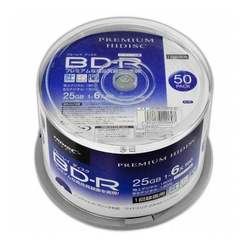 6�ĥ��å� PREMIUM HIDISC BD-R 1��Ͽ�� 6��® 25GB 50�� ���ԥ�ɥ륱���� HDVBR25RP50SPX6(����Բ�)������̵����