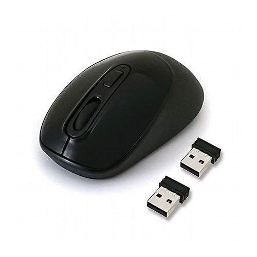 HIDISC PC2台に接続して簡単に切り替え 2レシーバー付 ワイヤレスマウス HDM-7146BK(代引不可)