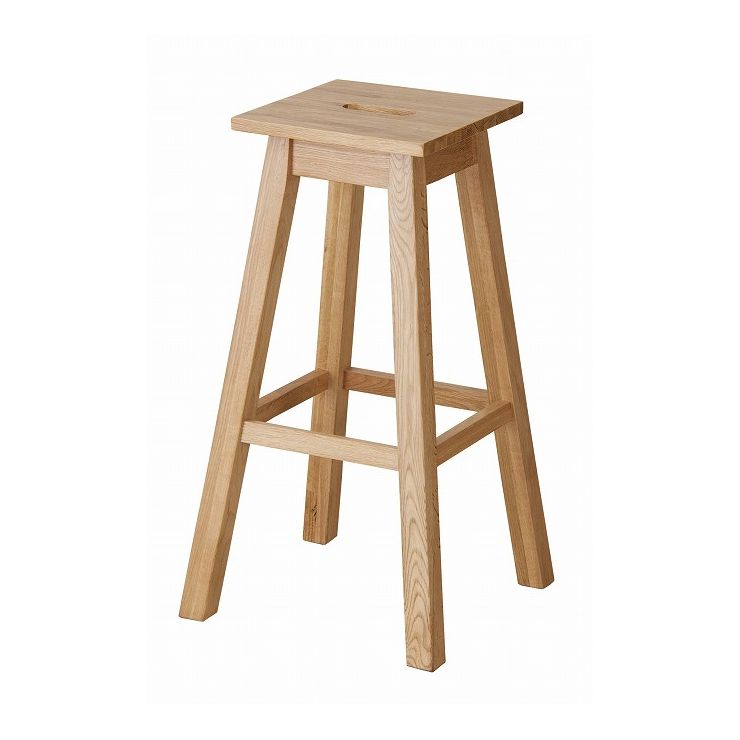Wooden - 角ハイスツール 幅39×奥行39×高さ70 天然木 オーク ラッカー塗装(代引不可)【送料無料】
