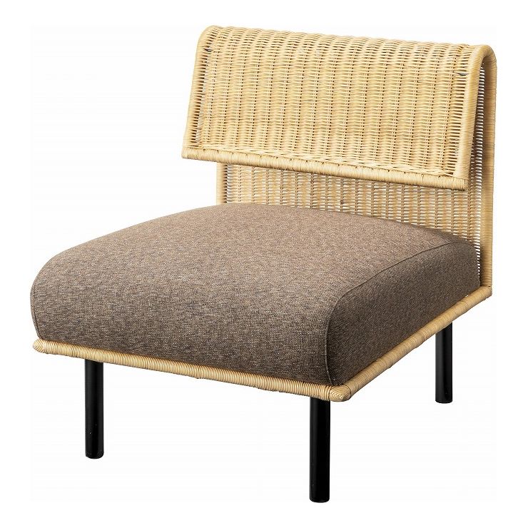 ソファ 幅60×奥行77×高さ70 座面高39 ラタン アイアン ウレタン塗装 ポリプロピレン ポリエステル(代引不可)【送料無料】