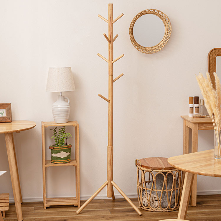 ポールハンガー 天然木 ねじ込み式 ハンガーラック ハンガーポール 木製 おしゃれ シンプル かわいい ..