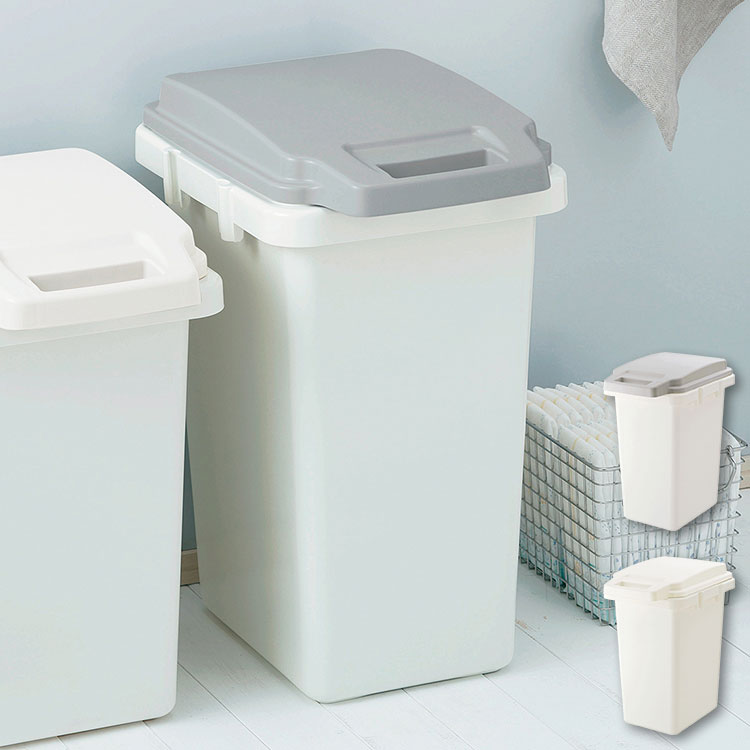 For Separated Refuse - ゴミ箱 ダストボックス 抗菌ペール 抗菌 防臭 防汚加工 パッキン付き キッチン 連結可能 ロック付き シンプル 菌に強い 45L 分別 ホワイト グレー(代引不可)【送料無料】