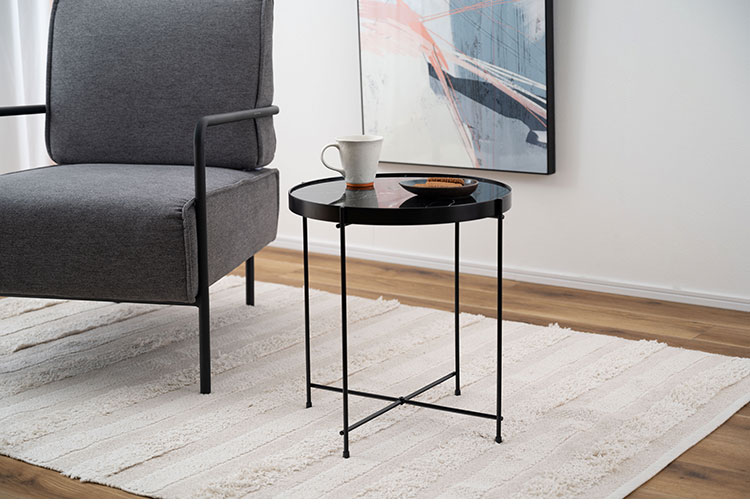 サイドテーブル PT-562 東谷 サイドテーブル ミニテーブル ソファサイド 石目調 ブラック シック スチール シンプル スタイリッシュ 机 テーブル モダン かっこいい(代引不可)【送料無料】