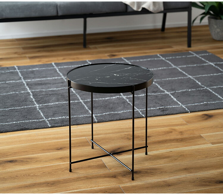 サイドテーブル PT-562 東谷 サイドテーブル ミニテーブル ソファサイド 石目調 ブラック シック スチール シンプル スタイリッシュ 机 テーブル モダン かっこいい(代引不可)【送料無料】 [2]