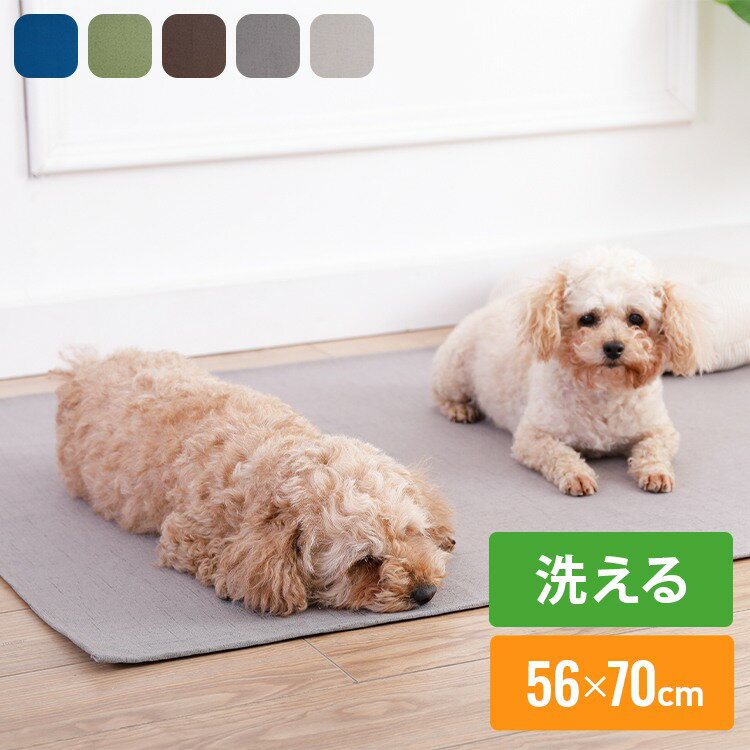 ペットマット 犬 滑り止め 洗える 56×70cm 床暖房対応 裏面吸着 ケージマット 汚れ防止 怪我防止 オールシーズン ずれない ベージュ グレー ブラウン ブルー グリーン シンプル トイレ トイレ下 ケージ下 マット 猫 【送料無料】 【送料無料】