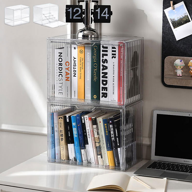 マルチクリアボックス(2個セット) ステージタイプ/シェルフタイプ 透明ディスプレイ収納&見せる収納ケース ディスプレイケースクリア収納ボックス 透明ディスプレイケース【送料無料】