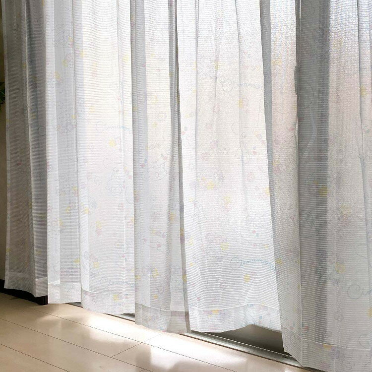 シナモロール UVカット レースカーテン 2枚セット 3サイズ キャラクター 断熱 グッズ ファン 正規ライセンス品 プレゼント 大人かわいい サンリオ SANRIO シナモン 女の子 かわいい おしゃれ(代引不可)【送料無料】