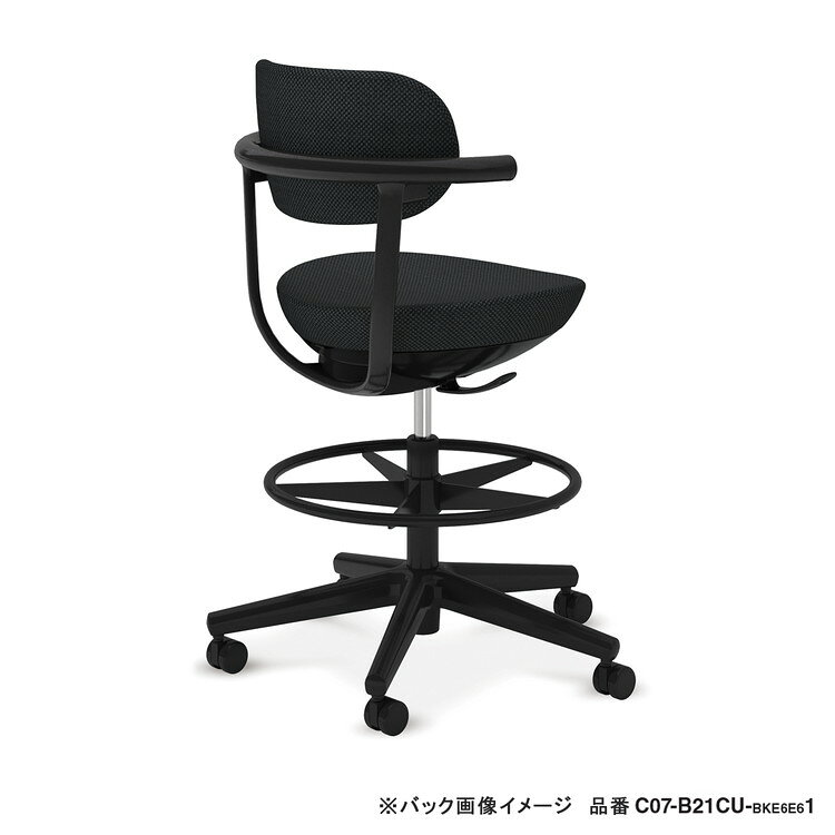 コクヨ 【メーカー直送】カジュアルチェア パロ ハイタイプ 背クッションタイプ ハイタイプ 本体ライトグレー ブラック脚 背座別色 C07-B21CU-E2T7391 フローリング用 ネイビー・アッシュターコイズ(代引不可)【送料無料】 [2]