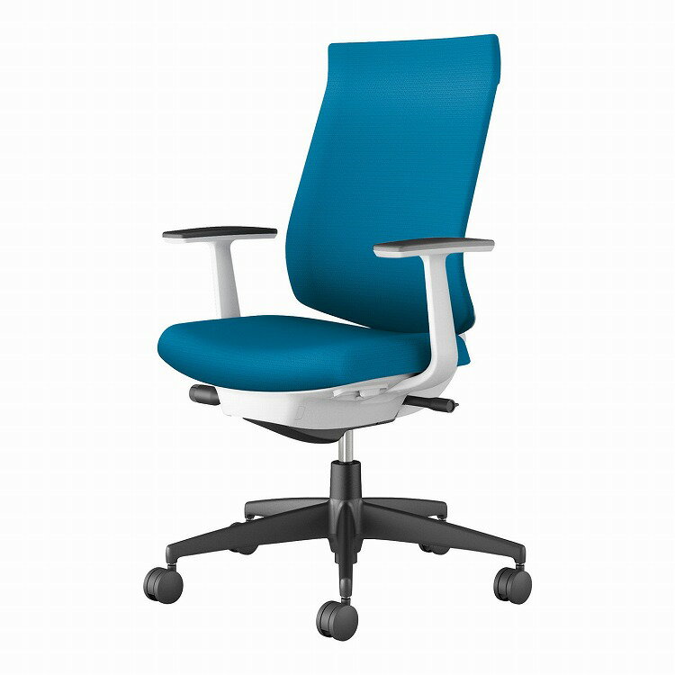 コクヨ 【メーカー直送】オフィスチェア ウィザード4 ハイバック T型肘 ブラック脚 本体ホワイトグレー C06-B212CW-E1G4T41 カーペット用 ターコイズ(代引不可)【送料無料】