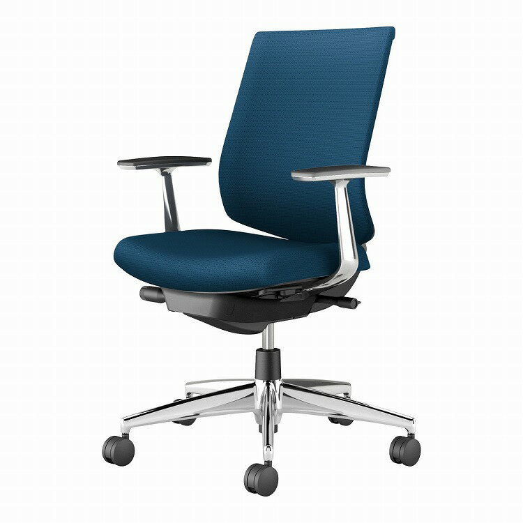 コクヨ 【メーカー直送】オフィスチェア ウィザード4 ローバック アルミ肘 アルミポリッシュ脚 本体ブラック C06-P122CU-BKG4T61 フローリング用 プルシアンブルー(代引不可)【送料無料】