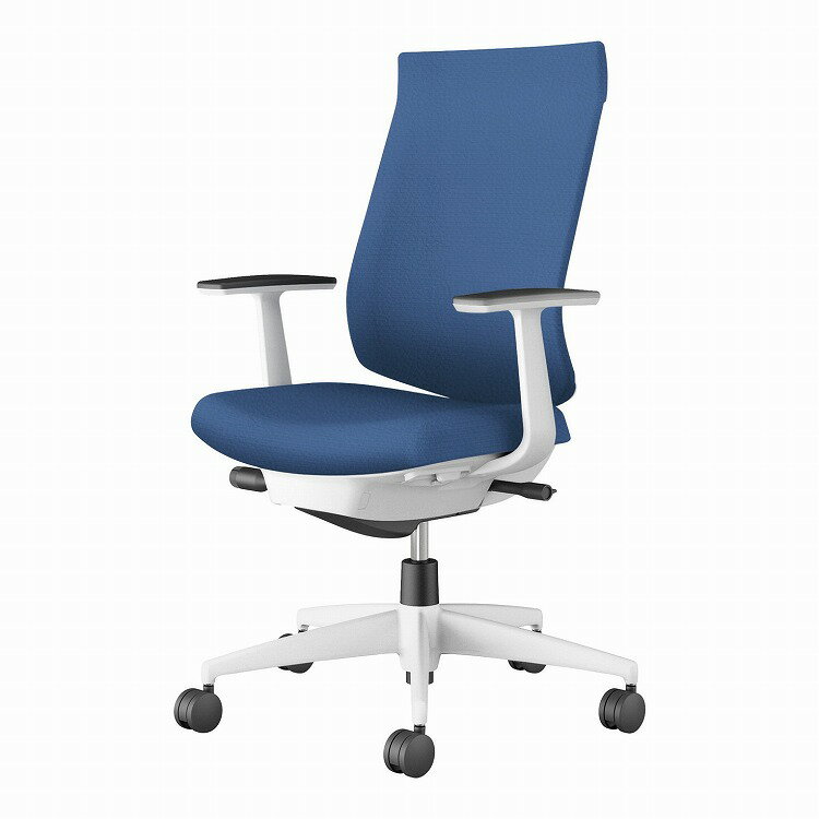 コクヨ 【メーカー直送】オフィスチェア ウィザード4 ハイバック T型肘 ホワイト脚 本体ホワイトグレー C06-W212SW-E1VZ641 カーペット用 ミディアムマリン(代引不可)【送料無料】