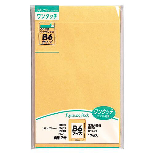 マルアイ 藤壺ワンタッチクラフトパック PKO-7JANコード：490285003361915.5cm×23.5cm生産国:日本封筒サイズ:角形7号17枚入。サイズ：角7。横142×縦205mm。紙厚：85g/m2。【送料について】北海道、沖縄、離島は送料を頂きます。