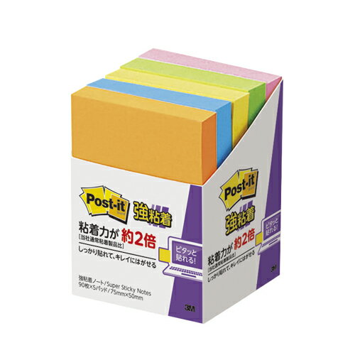 スコッチ・3M ポストイット強粘着ノート ネオン 656-5SSANJANコード：4549395526178強粘着製品だから、つきにくい所にもしっかり貼れて安心！段ボールに、パソコンに、クリアホルダーに、パーテーションに。●ふせん●種別：ネオン●入数：90枚×5パッド●サイズ：縦75×横50mm●色：混色（オレンジ、エレクトリックブルー、ウルトライエロー、ライム、ローズ各1）【送料について】北海道、沖縄、離島は送料を頂きます。