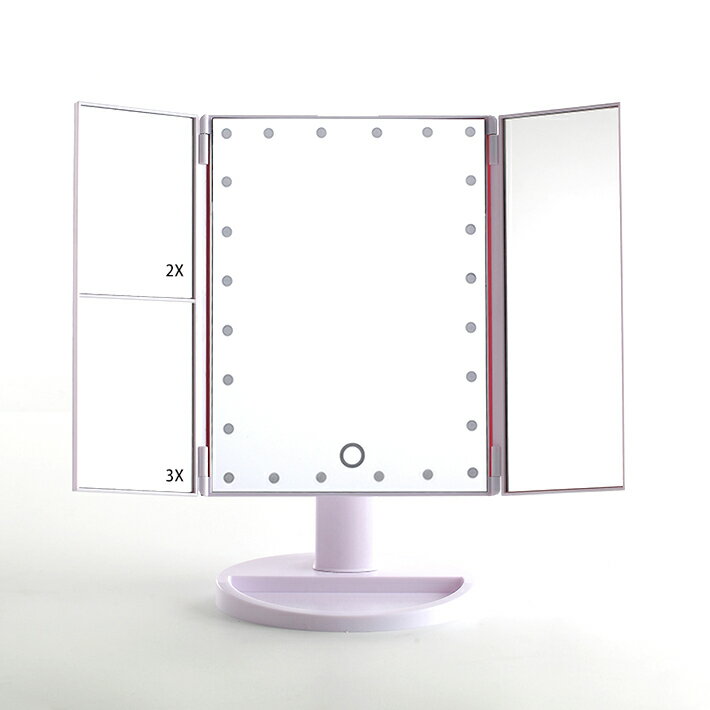 アクトレスミラー24LED ブラック/ホワイト KW034 BK/WH 鏡 多面 デスク(代引不可) [3]