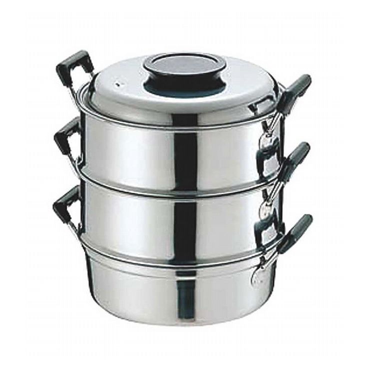 Ih Incompatible - 神子島製作所 PE 18-0丸蒸器 3段27cm 045048【送料無料】