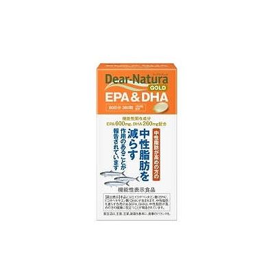 メーカー名:アサヒグループ食品特定分類:機能性表示食品(B540)生産国:日本賞味期限:別途パッケージに記載JAN:4946842639021●中性脂肪が高めの方の中性脂肪を減らす作用のあることが報告されているEPA、DHAを配合。【保健機能食品表示】本品にはエイコサペンタエン酸(EPA)、ドコサヘキサエン酸(DHA)が含まれます。中性脂肪を減らす作用のあるEPA、DHAは、中性脂肪が高めの方の健康に役立つことが報告されています。【1日あたりの摂取目安量】6粒【召し上がり方】摂取方法・・・水またはお湯とともにお召し上がりください。【品名・名称】EPA含有精製魚油加工食品【ディアナチュラゴールド EPA＆DHA 60日の原材料】EPA含有精製魚油／ゼラチン、グリセリン、酸化 防止剤(ビタミンE)【栄養成分】1日6粒(3648mg)当たりエネルギー・・・26.54kcalたんぱく質・・・0.92g脂質・・・2.46g炭水化物・・・0.18g食塩相当量・・・0g機能性関与成分EPA・・・600mgDHA・・・260mg【保存方法】直射日光・高温多湿を避け、常温で保存してください【注意事項】・本品は、疾病の診断、治療、予防を目的としたものではありません。・本品は、疾病に罹患している者、未成年者、妊産婦(妊娠を計画している者を含む。)及び授乳婦を対象に開発された食品ではありません。・疾病に罹患している場合は医師に、医薬品を服用している場合は医師、薬剤師に相談してください。・体調に異変を感じた際は、速やかに摂取を中止し、医師に相談してください。・1日の摂取目安量を守ってください。・体調や体質により、まれに発疹などのアレルギー症状が出る場合があります。・小児の手の届かないところにおいてください。・保管環境によってはカプセルが付着する場合がありますが、品質に問題ありません。※メーカーの都合により予告なくパッケージが変更となる場合がございます。ご了承の上お買い求めください。※予告なくパッケージリニューアルをされる場合がございますがご了承ください。※パッケージ変更に伴うご返品はお受け致しかねます。※メーカーの都合により予告なくパッケージ、仕様等が変更となる場合がございます。※当店はJANコードにて管理を行っている為、それに伴う返品、交換等はお受けしておりませんので事前にご了承の上お買い求めください。【送料について】北海道、沖縄、離島は送料を頂きます。