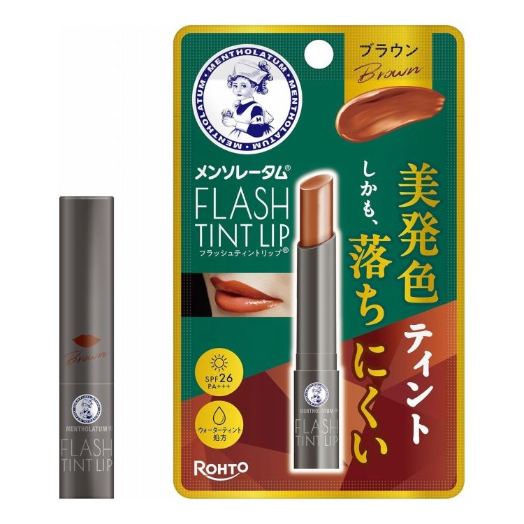メンソレータム フラッシュティントリップ ブラウン 2g 6種のオイル配合 高保湿 美発色 落ちにくい UV対策 SPF26 PA+++ ロート製薬
