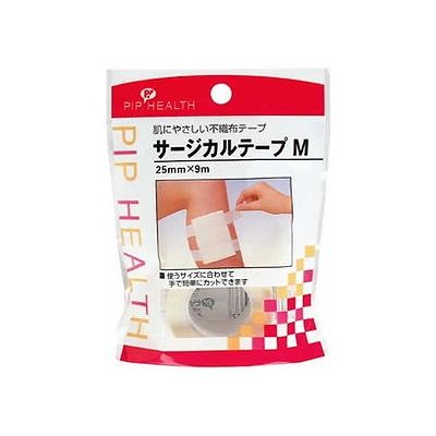 商品概要メーカー：ピップ商品名：サージカルテープMサイズ（25mm×9m）区分：日用雑貨内容量：1個商品概要：ガーゼなどを固定するために使用する不織布テープです。どんな部位もピッタリ固定。肌にやさしいタイプ。使うサイズに合わせて手で簡単にカ...