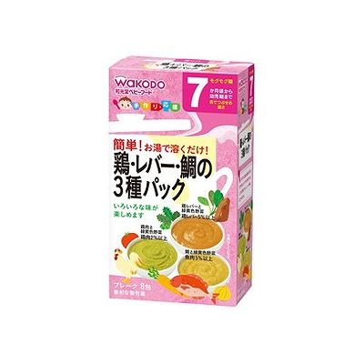 商品概要メーカー：アサヒグループ食品（和光堂）商品名：【軽】手作り応援鶏・レバー・鯛の3種パック（8包）区分：食品内容量：1箱商品概要：【7か月頃から】離乳食作りに便利な鶏肉、鶏レバー、鯛を使った、たんぱく素材の詰合せです。おかゆに混ぜたり...