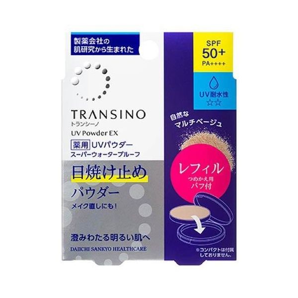 【商品詳細】・スーパーウォータープルーフ日焼け止めパウダー成分：グリチルレチン酸ステアリル ＜その他の成分＞ トレハロース、ポリメタクリロイルオキシエチルホスホリルコリン液、アスコルビン酸2-グルコシド、ボタンエキス、イザヨイバラエキス、オウゴンエキス、天然ビタミンE、水、BG、酸化Ti、無水ケイ酸、微粒子酸化Ti、ステアリン酸、低温焼成酸化Zn、セリサイト、ジメチコン、マイカ、ミリスチン酸Mg、合成金雲母、メチルハイドロジェンポリシロキサン、軽質炭酸Ca、メタリン酸Na、セルロース末、酸化セリウム、酸化Zn、雲母Ti、硫酸Ba、パラメトキシケイ皮酸オクチル、イソステアリン酸硬化ヒマシ油、水酸化Al、黄酸化Fe、ベンガラ、黒酸化Fe、フェノキシエタノール、パラベ商品区分：医薬部外品内容量：11g製造国：日本メーカー名：第一三共ヘルスケア【送料について】北海道、沖縄、離島は送料を頂きます。LINKUVパウダーEX フェイスパウダー詰め替え用