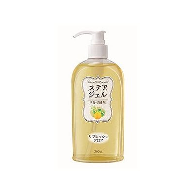 商品概要メーカー：川本産業商品名：ステアジェルリフレッシュアロマ（300mL）区分：医薬部外品内容量：300mL商品概要：香料に天然アロマオイルを使用したジェルタイプの手指消毒剤です。JANコード：4987601459146商品コード：013115696商品の説明・【指定医薬部外品】です。・ふんわり天然アロマが香る手指消毒剤です。・爽やかな柑橘系の天然アロマオイル（「生活の木」のアロマオイル）を配合しています。・保湿効果の高いヒアルロン酸ナトリウム、プロピレングリコールを配合しています。・有効成分の消毒用エタノールにより、優れた消毒効果がを発揮します。・頻回に使用してもべとつきにくく、良好な使用感です。サイズ/カラーH175×W73×D49mm使用上の注意してはいけないこと（守らないと現在の症状が悪化したり、副作用が起こりやすくなる。）次の人は使用しないこと。(1)患部が広範囲の人。(2)深い傷やひどいやけどの人。相談すること1.次の人は使用前に医師、薬剤師または登録販売者に相談すること。(1)医師の治療を受けている人。(2)本人又は家族がアレルギー体質の人。(3)薬によりアレルギー症状を起こしたことがある人。2.次の場合は、直ちに使用を中止し、この製品を持って医師、薬剤師または登録販売者に相談すること。使用後皮膚に発疹・発赤、かゆみの症状があらわれた場合。保存方法・火気を避け、直射日光の当たらない涼しい所に密栓して保管すること。・小児の手の届かない所に保管すること。・他の容器に入れ替えないこと。・本液はニスを溶かすので、ニスのぬってある建具や家具等には本液が付着しないように注意すること。・使用期限を過ぎた製品は使用しないこと。・ノズルの先が詰まり、薬剤が勢いよく出ることがあるので注意して使用すること。使用方法・そのまま適量を手指・皮膚に塗布又は塗擦する。・小児に使用させる場合には、保護者の指導監督のもとに使用させること。・目に入らないように注意すること。万一、目に入った場合には、すぐに水又はぬるま湯で洗うこと。なお、症状が重い場合には眼科医の診療を受けること。・外用にのみ使用すること。成分【成分】エタノール：76.9〜81.4vol%、添加物：ヒアルロン酸Na、PG、カルボマー、TEA、香料賞味期限／使用期限（製造から）3年メーカー名川本産業内容量300mL商品区分日用雑貨※予告なくパッケージリニューアルをされる場合がございますがご了承ください。※パッケージ変更に伴うご返品はお受け致しかねます。※メーカーの都合により予告なくパッケージ、仕様等が変更となる場合がございます。※当店はJANコードにて管理を行っている為、それに伴う返品、交換等はお受けしておりませんので事前にご了承の上お買い求めください。【送料について】北海道、沖縄、離島は送料を頂きます。