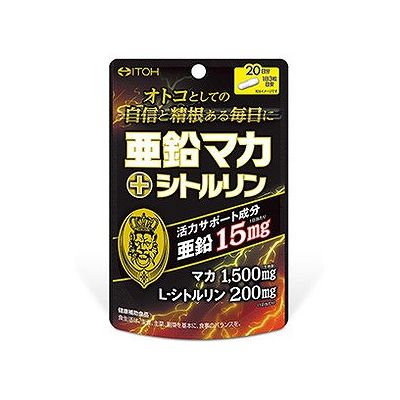商品概要メーカー：井藤漢方製薬商品名：【軽】亜鉛マカ＋シトルリン（60粒）区分：食品内容量：60粒商品概要：「亜鉛」と「マカ」に、注目成分「シトルリン」をプラスした活力サポートサプリメントJANコード：4987645499832商品コード：074005095商品の特徴1日当たり亜鉛15mgとマカ1，500mg（生換算）に、注目成分「シトルリン」を配合した、活力サポートサプリメント。亜鉛が必要な方、男としての自信と精根ある毎日を過ごしたい方にオススメ。原材料／成分／素材／材質1日3粒（0．8g）中：亜鉛15mg、マカ（生換算）1500mg、L−シトルリン200mg栄養成分1日3粒（0．8g）中：エネルギー3kcal、たんぱく質0．51g、脂質0．01g、炭水化物0．13g、食塩相当量0．001gアレルギー表示ゼラチン賞味期限／使用期限（製造から）3年使用方法／召し上がり方1日目安量3粒：食品として水などでお飲みください。保存方法高温・多湿、直射日光を避け、涼しい所に保管してください。発売元／製造元／輸入元井藤漢方製薬※予告なくパッケージリニューアルをされる場合がございますがご了承ください。※パッケージ変更に伴うご返品はお受け致しかねます。※メーカーの都合により予告なくパッケージ、仕様等が変更となる場合がございます。※当店はJANコードにて管理を行っている為、それに伴う返品、交換等はお受けしておりませんので事前にご了承の上お買い求めください。【送料について】北海道、沖縄、離島は送料を頂きます。