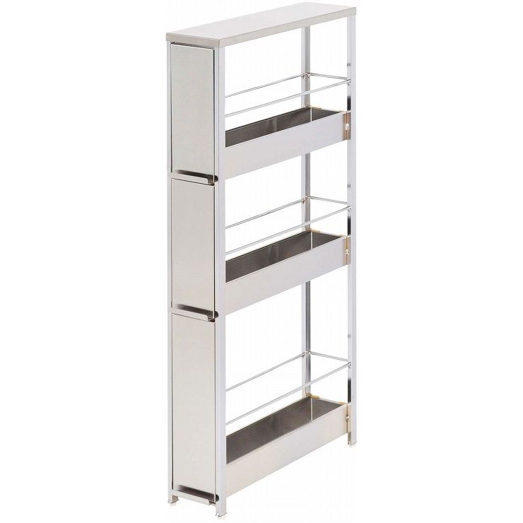 【日本製】 ステンレスすき間引出しラック W12ロータイプ キッチンラック キッチン収納 収納 ラック(代引不可)【送料無料】